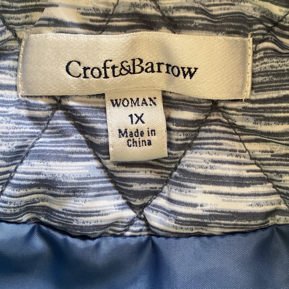 CROFT & BARROW BLUE WITH WHITE QUILTED VEST SIZE 1X 🌟EUC🌟 - Picture 7 of 10
